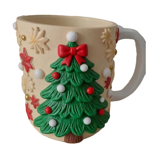 Christmas Coffee Cup Christmas Tree Elk Stocking Gingerbread Man Mug 260ml Dishwasher Microwave Tea Cocoa Cup for Home Office Outdoor Use