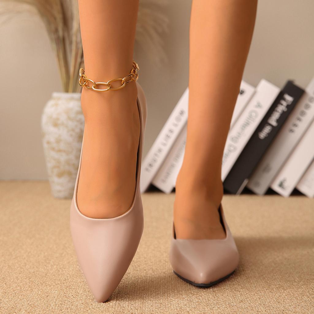 Fashion Women Flats New Pointed Toe Shallow Mouth Sneakers Square Heel Small Leather Shoes Women's Elegant Fashion Low Heels Loafers