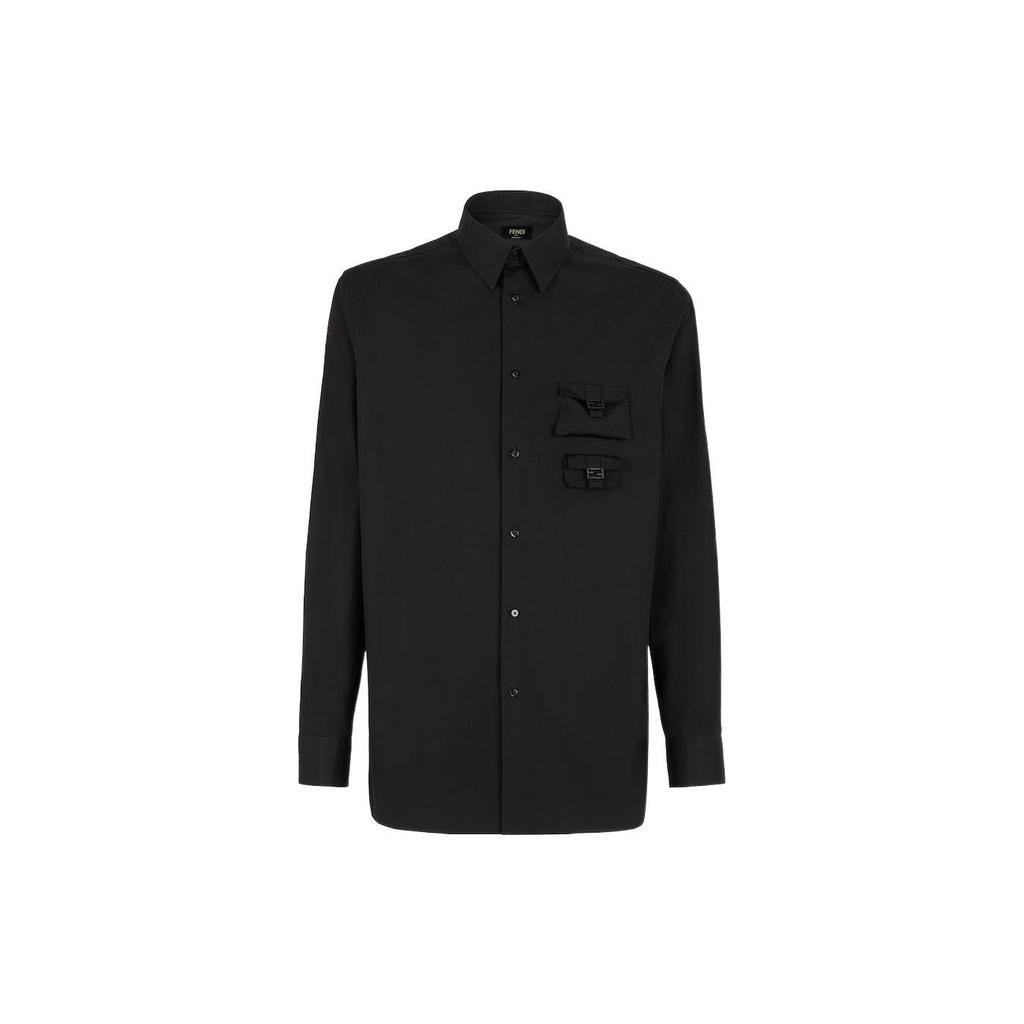FENDI Shirts Men's Black Lapel Moderate Other FS1071AM8SF0QA1