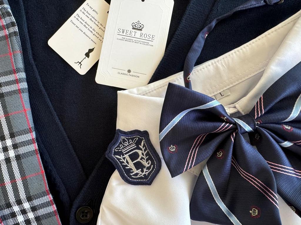 SWEET ROSE Realistisches Highschool-Mädchen Cosplay Langarm Schulstrickkostüm, Uniform, Outfit, (M, Marineblau)