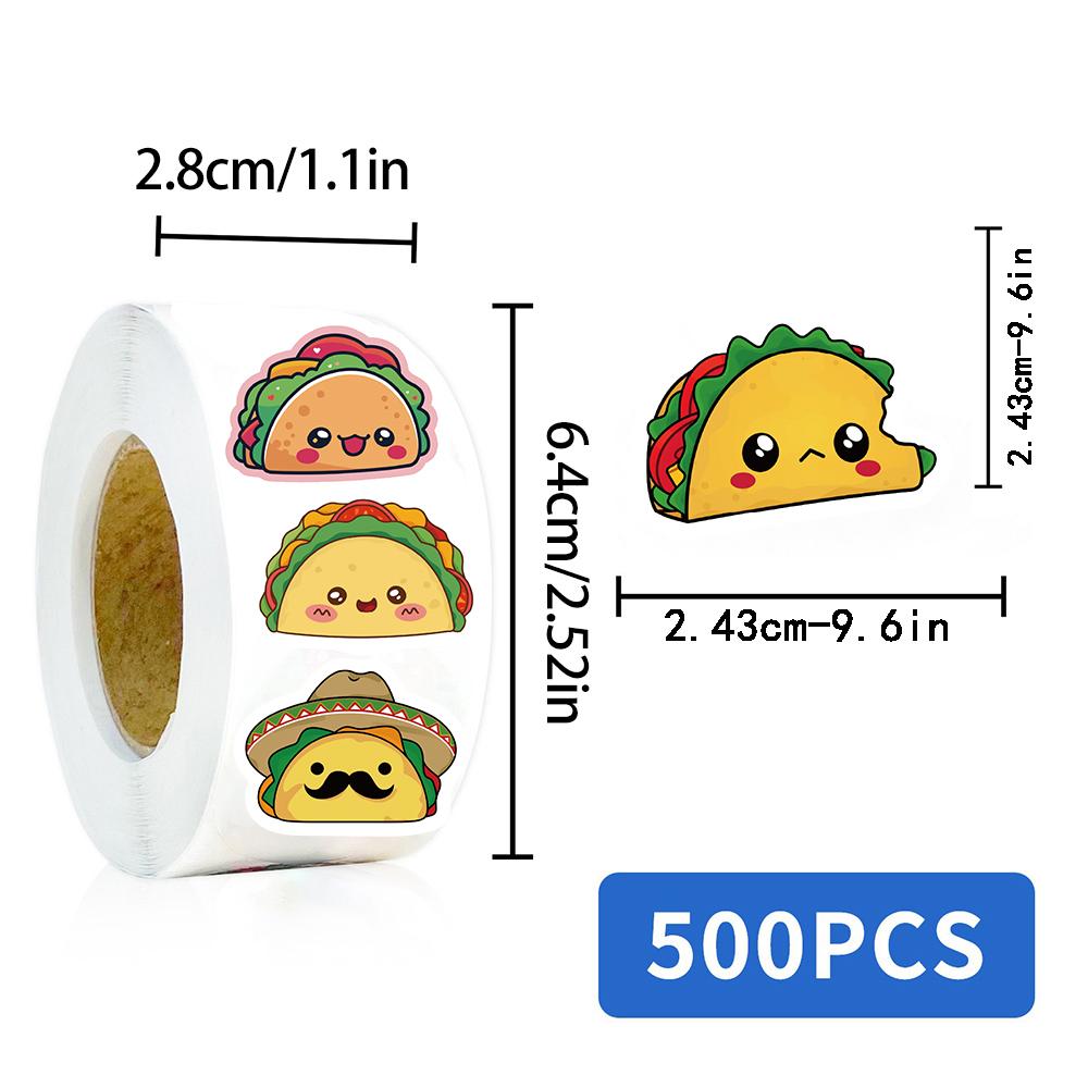 500PCS Taco Roll Stickers Nostalgia Harajuku Streetwear Scrapbooking Coffee Phone Casual Skateboard Fashion Aesthetic Sticker