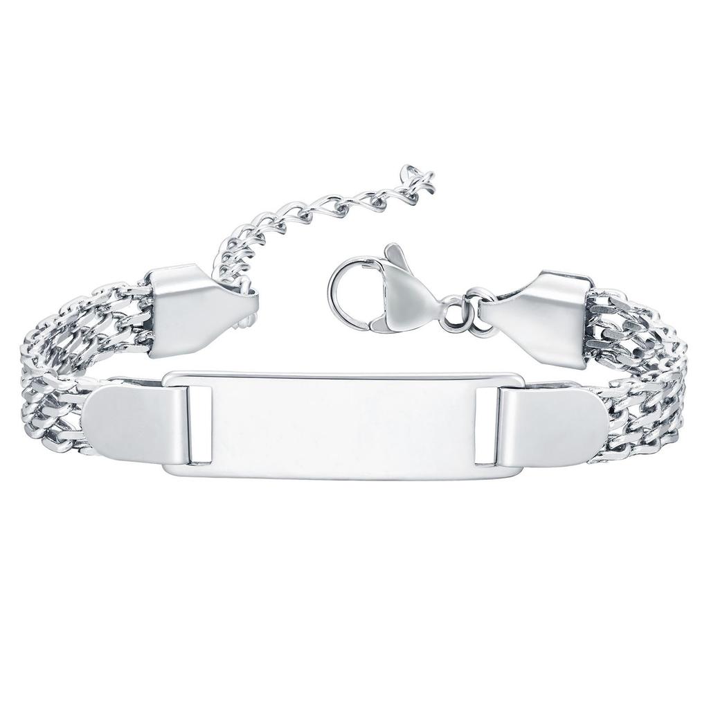 European Stainless Steel Mesh Bracelet: Women's & Children's DIY Engravable Titanium Steel Plate