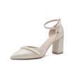 Apricot Thick Heel Pearl High Heels Women's Summer Small Design Sense Niche Pointed Hollow One-word Buckle Strap Single Shoes Women