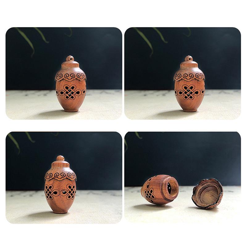Natural Wood Lotus Shape Perfume Bottle Incense Expanding Mini Sandalwood Portable Sealed Jar Pendant Pomander Container