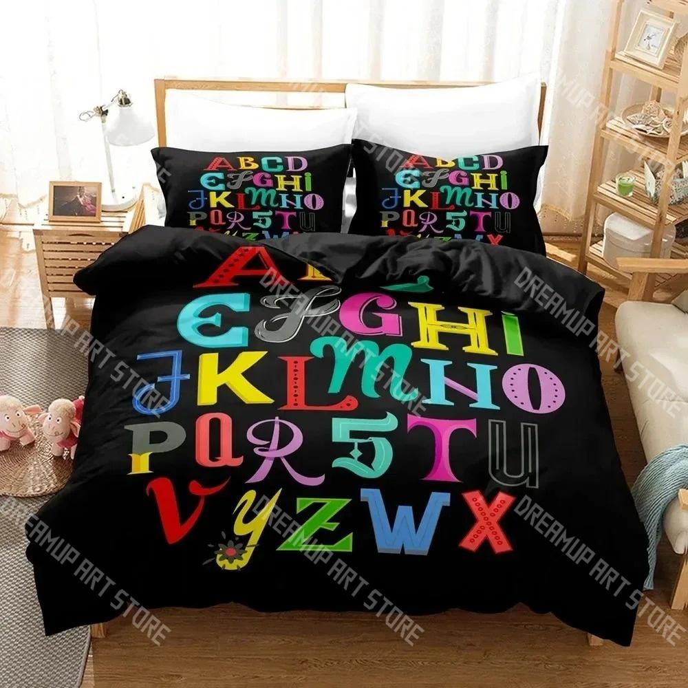 Fashion Alphabet Lore Cartoon Bedding Set Single Twin Full Queen King Size Bed Set Kids Bedroom Duvetcover Sets Bed Sheet Set