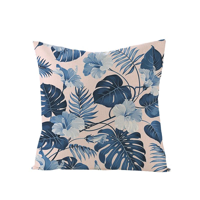 Tropical Green Leaf Linen Pillowcase - Nordic Style Sofa Cushion Cover