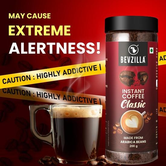 Bevzilla 200 Gram Classic Instant Coffee Powder Jar| Arabica Coffee | Best for Espresso, Latte & Cappucino | Hot & Cold Brews