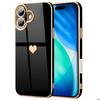 Protective Case - E.F.Connection - iPhone 17 - Soft Shockproof Silicone Heart Pattern - Black