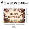 Western Cowboy Happy Birthday Photography Backdrop Cow Print Cowboy Hat Horse Cactus Wild West Boys Birthday Party Photo