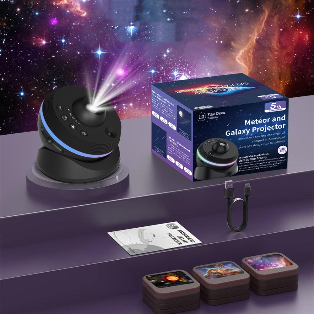 

Планетарий Галактический проектор 13 в 1 Звездный свет Звездный ночник с динамическими метеорами Вращение на 360° Туманность HD Проекция для декора спальни чёрный