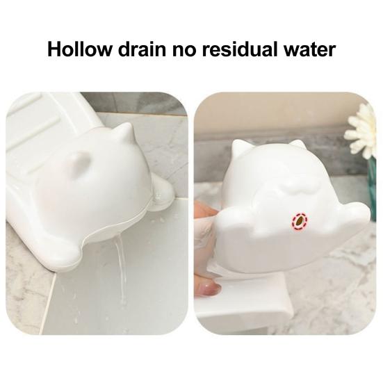 Portasapone da bagno da 1/2 pezzi, design antiscivolo, drenaggio rapido, adorabile portasapone a forma di gatto, facile da pulire, salvasapone