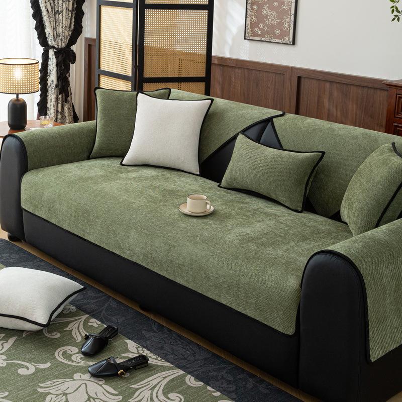 New Chenille Sofa Cushion Fixed Non-Slip Seat Cushion Four Seasons Universal Light Luxury Solid Color Sofa Cover Cover Cloth