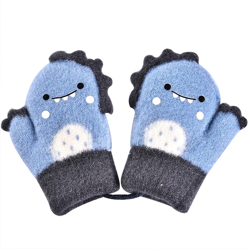 

Buffydeer Knit with for Babies Years Girls and Cute Winter and Perfect for Playing in the and Kindergarten Kids Mittens, Unisex, Drawstring, 2-6 Old, синий