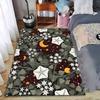 Floral and Moon Pattern Carpet, Dark Green Background, Cozy Design Suitable for Use As an Anti-slip for Living Room Bedroom Sofas