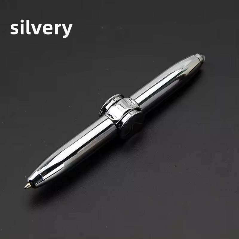 Decompression Multifunctional Finger Rotate Luminous Gyro Pens Toy Fidgets Spinner Led Light Ballpoint Pen Metal Gyro Pen Gift