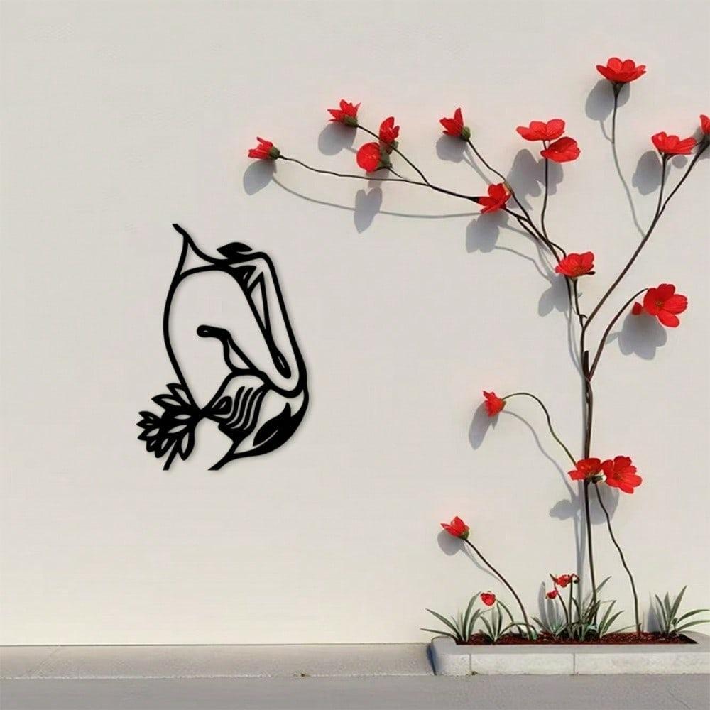 Lotus Flower Metal Wall Art Black Iron Home Decor For Living Room Bedroom Wedding Gift
