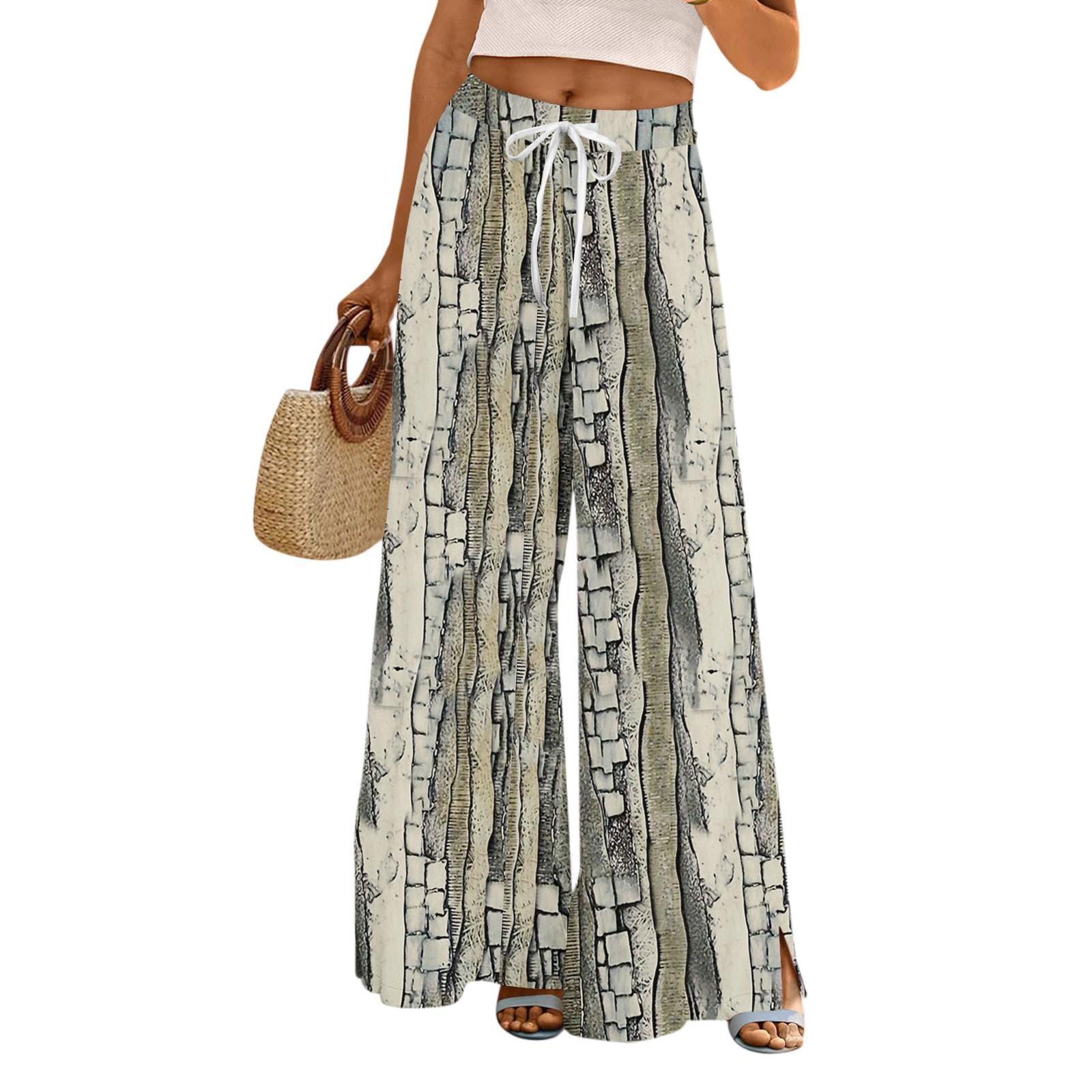 

Женские брюки Брюки с широкими штанинами с карманами Повседневные брюки С принтом Эластичная талия Спортивные штаны S