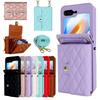 Crossbody Leather Wallet Case Flip Cover For For Samsung Galaxy Z Flip 7 6 5 4 3 Flip5 Flip4 Flip3 5G Lanyard Cards Bag Phone Cover