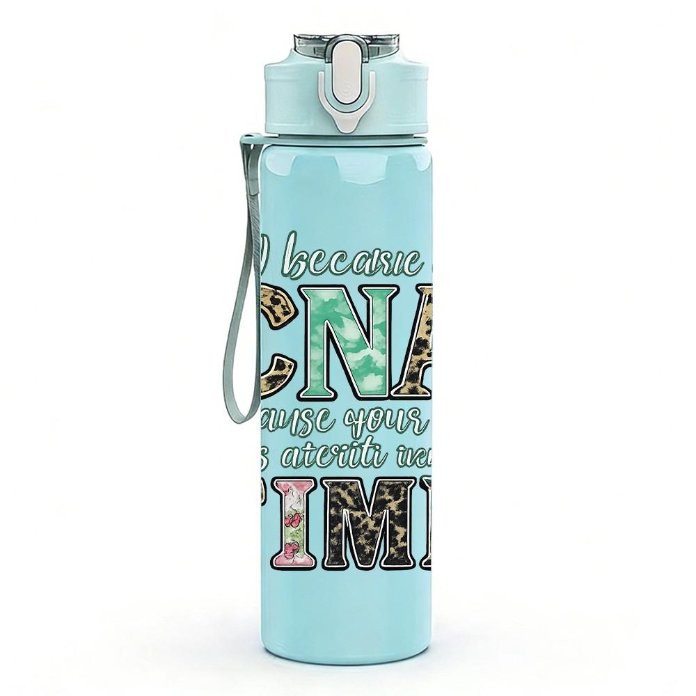 1PC CNA Time Fun Party Text 750ml Color Plastic Sports Water Bottle Leakproof Flip Straw Lid Suitable for Sports Office Home Use