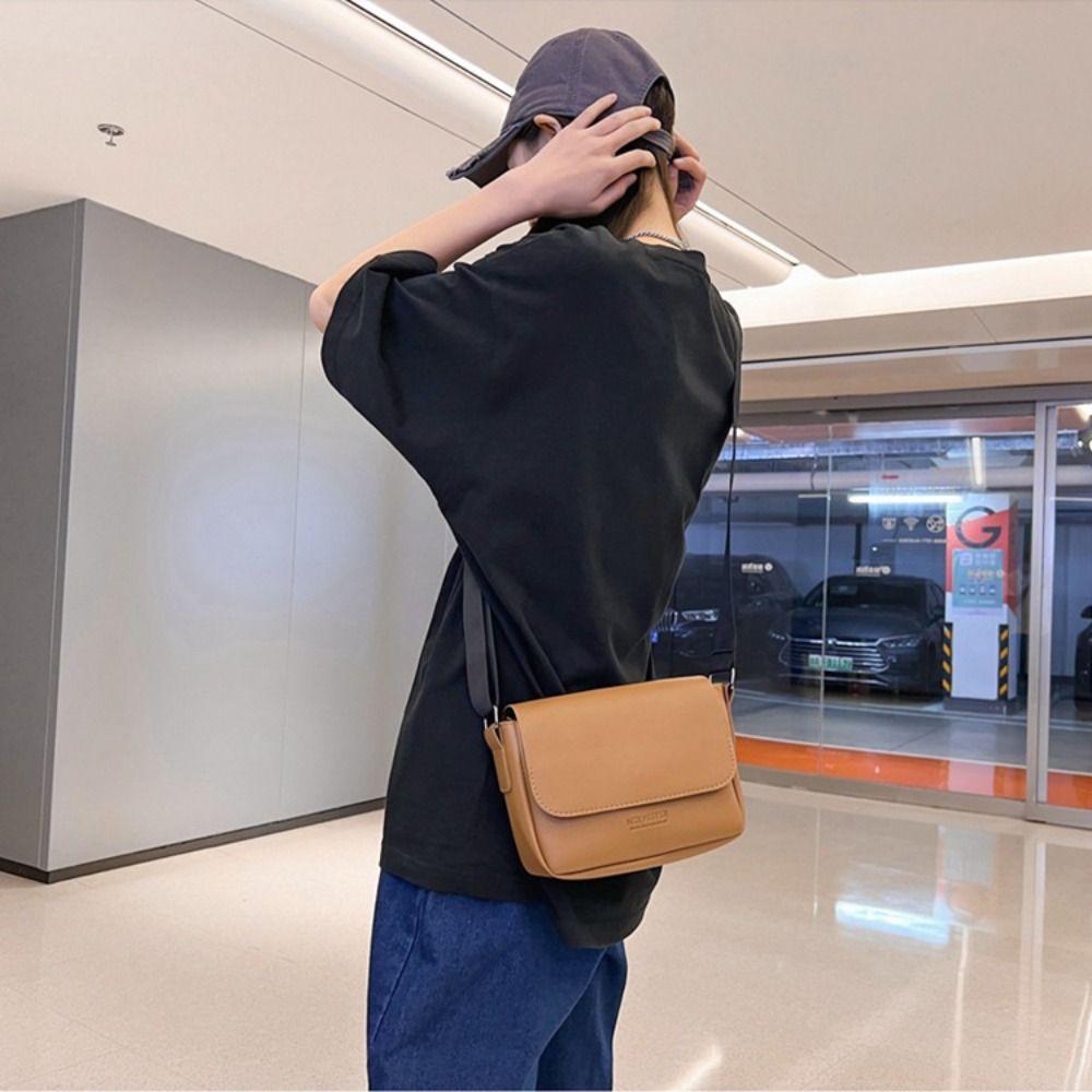 Rectangular Men Crossbody Bag PU Leather Shoulder Bag Fashion Women Messenger Bag  Camping