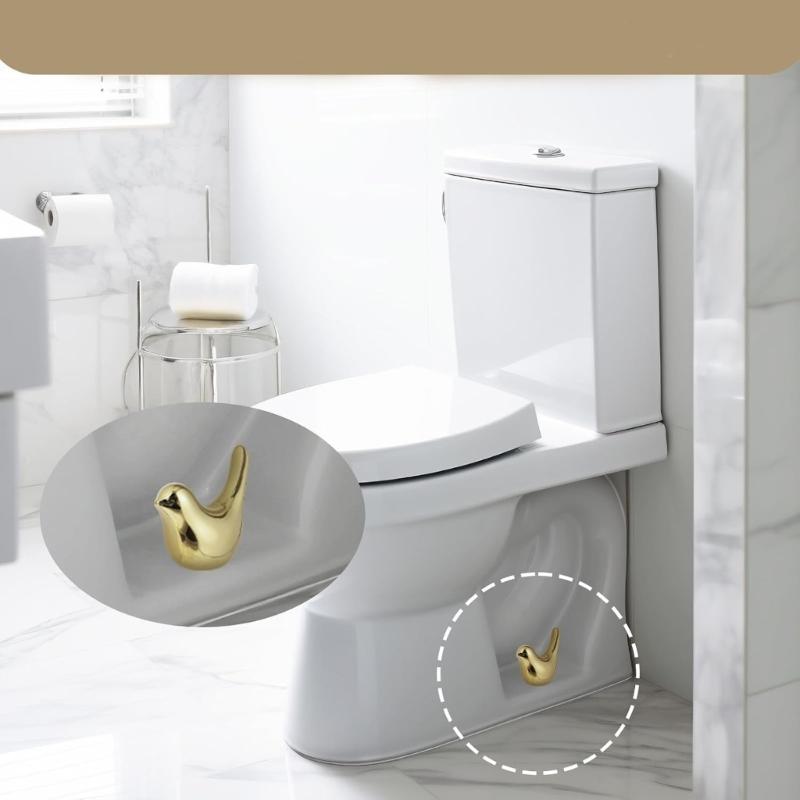 Gold Finish Ceramic Bird Toilet Bolt Covers ABS Backing Universal Motorhome Bath Accessories Secure Bolt Coverage Decora