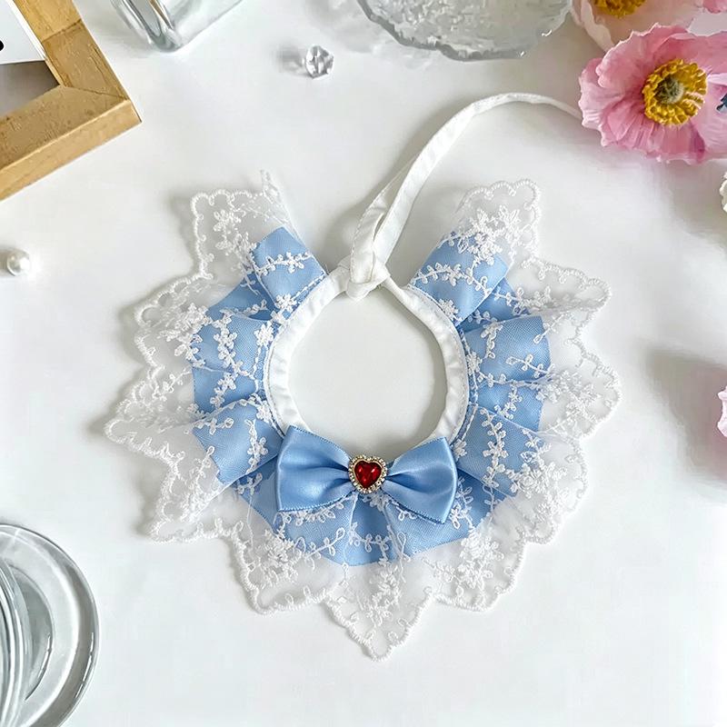 Retro Lace Bow Cat Neckerchiefs and Bibs - Small Pet Collars