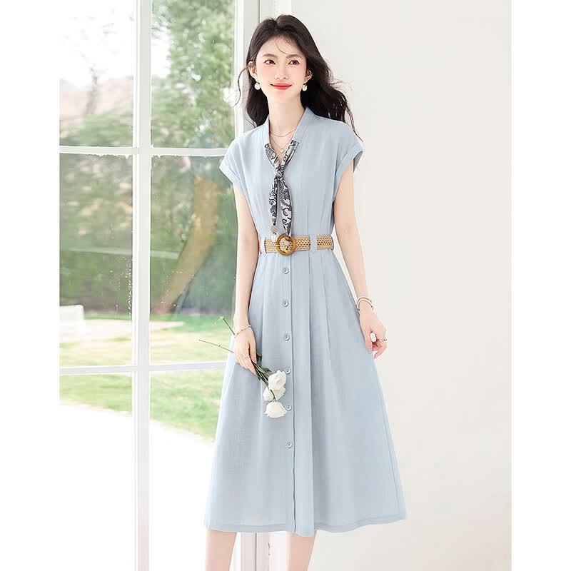 Women's Summer Slimming A-Line Belted Dress