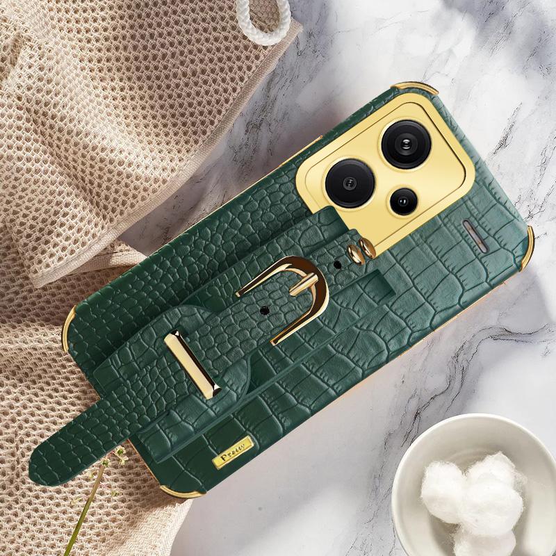 Pro Xiaomi Redmi Note 13 Pro+ 5G Pouzdro Krokodýlí textura Náramek Galvanické pokovení Kryt telefonu