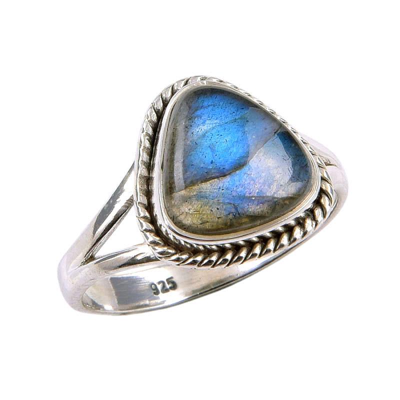 Natural Labradorite Gemstone 925 Solid Sterling Silver Jewelry Ring S.8.5 Z1t87