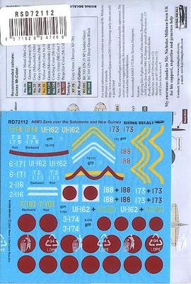 Rising Decal A6M3 Zero Fighter Type Southern Front Plastic Model Decal RSD72112 1/72 22/32 (Airplane)