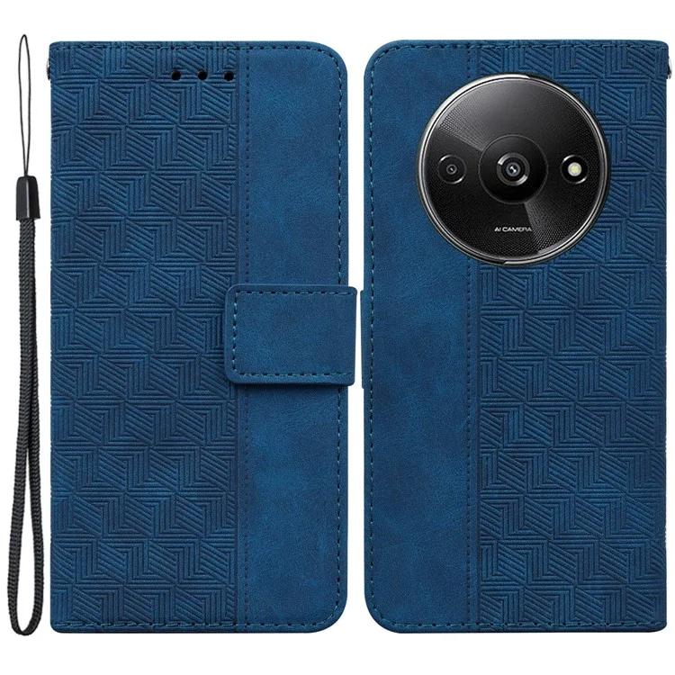 For Xiaomi Redmi A3 / Poco C61 4G Cell Phone Case Leather Cover Phone Protective Shell Geometry Design