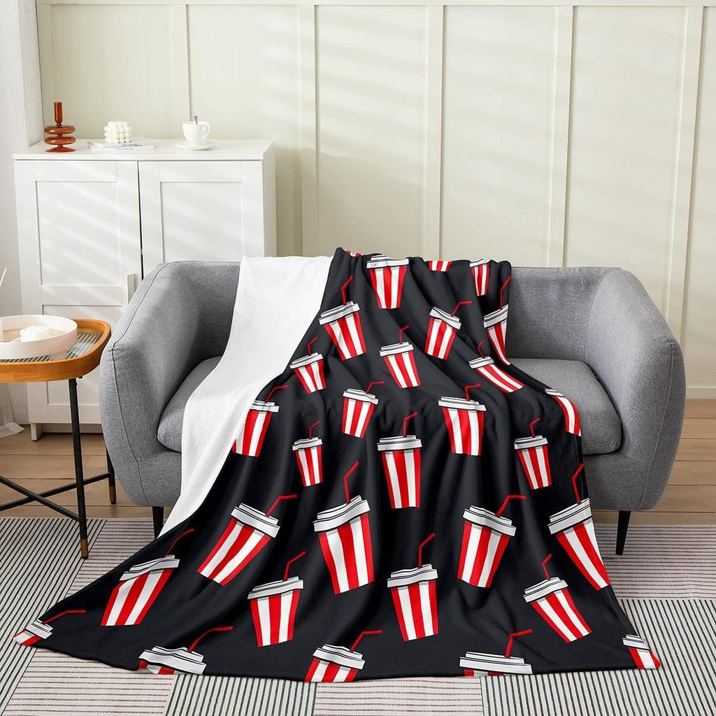 Popcorn Pattern Series Printed Blanket for Sofa Bed Travel Camping Living Room Office Conditioning Blanket for All Seasons Gifts