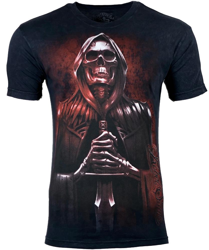 

Черная байкерская футболка унисекс Rebel Saints By Affliction Gatekeeper