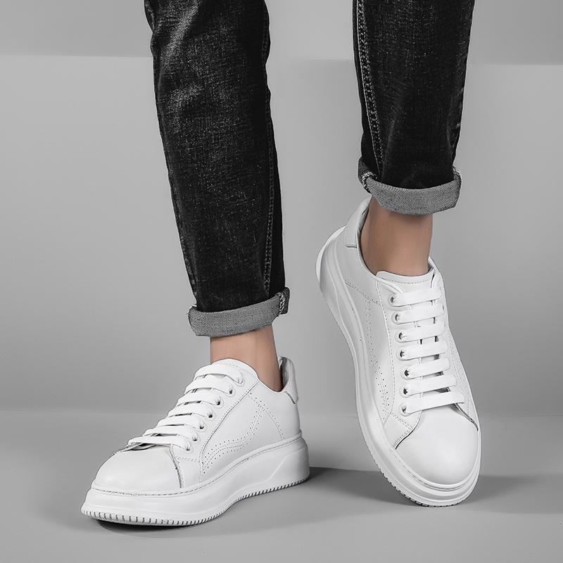 Fashion High quality thick soled men's black and white board shoes Casual Sports Shoes Youth Trend Sneakers adult  leather Shoes New
