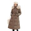 2025 Winter Women's Long Hooded Fur Collar Cotton Coat - Thick, Knee-Length Outerwear
