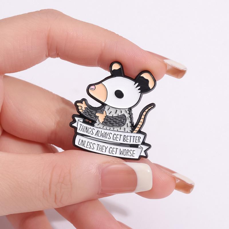 Whimsical Animal Brooch Stylish Cartoon Mouse Design Trendy Letter Badge For Gifts