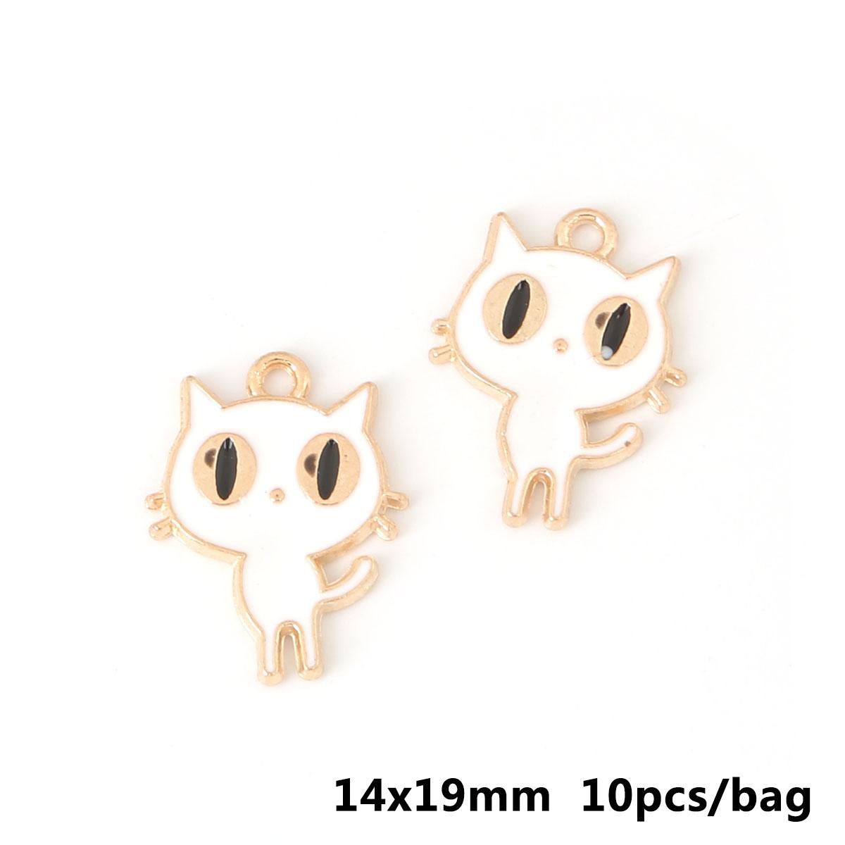 

10 шт. 14*19 мм, медные подвески с милым котом для изготовления ювелирных изделий, DIY серьги, шейный браслет 14*19mm 10pcs белый