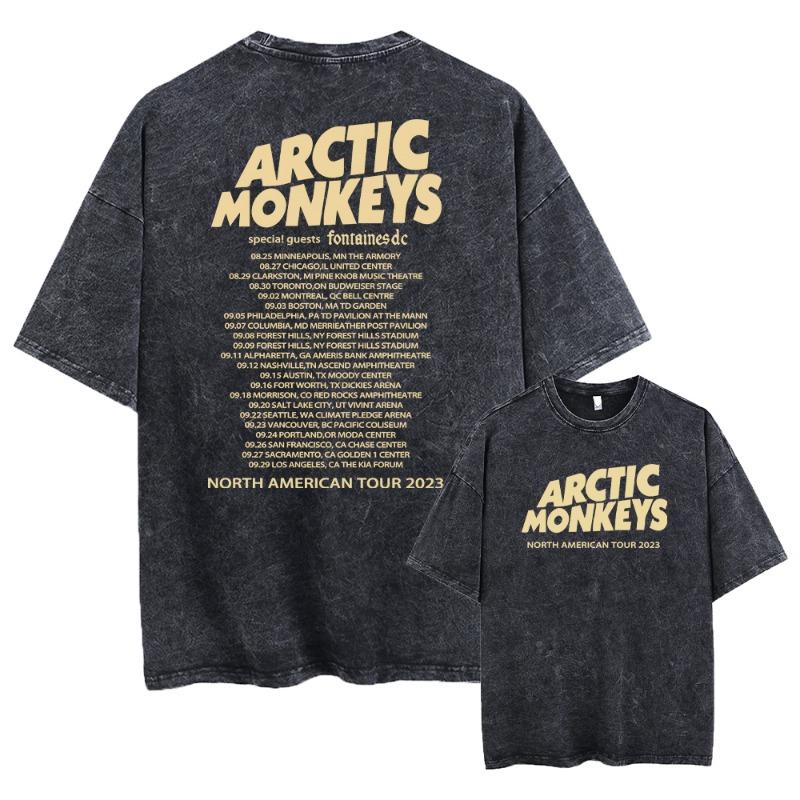 Retro Rock Arctic Monkeys Musikalbum Grafik T-Shirt Herren Vintage Washed Oversized Kurzarm T-Shirt Y2k Hip Hop Streetwear