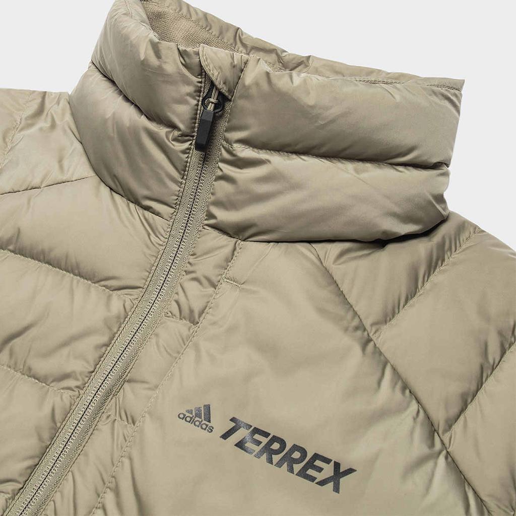Adidas Logo Print Outdoor Warm Down Jacket Men Outerwear Green HE3687