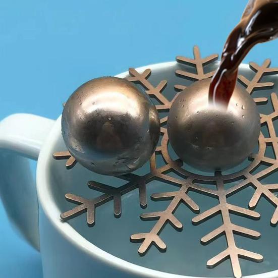Espresso Freezing Ball Stainless Steel Drink Chiller Ice Coffee Balls with Stand Reusable Extract Chilling Tool for Coffee Lovers