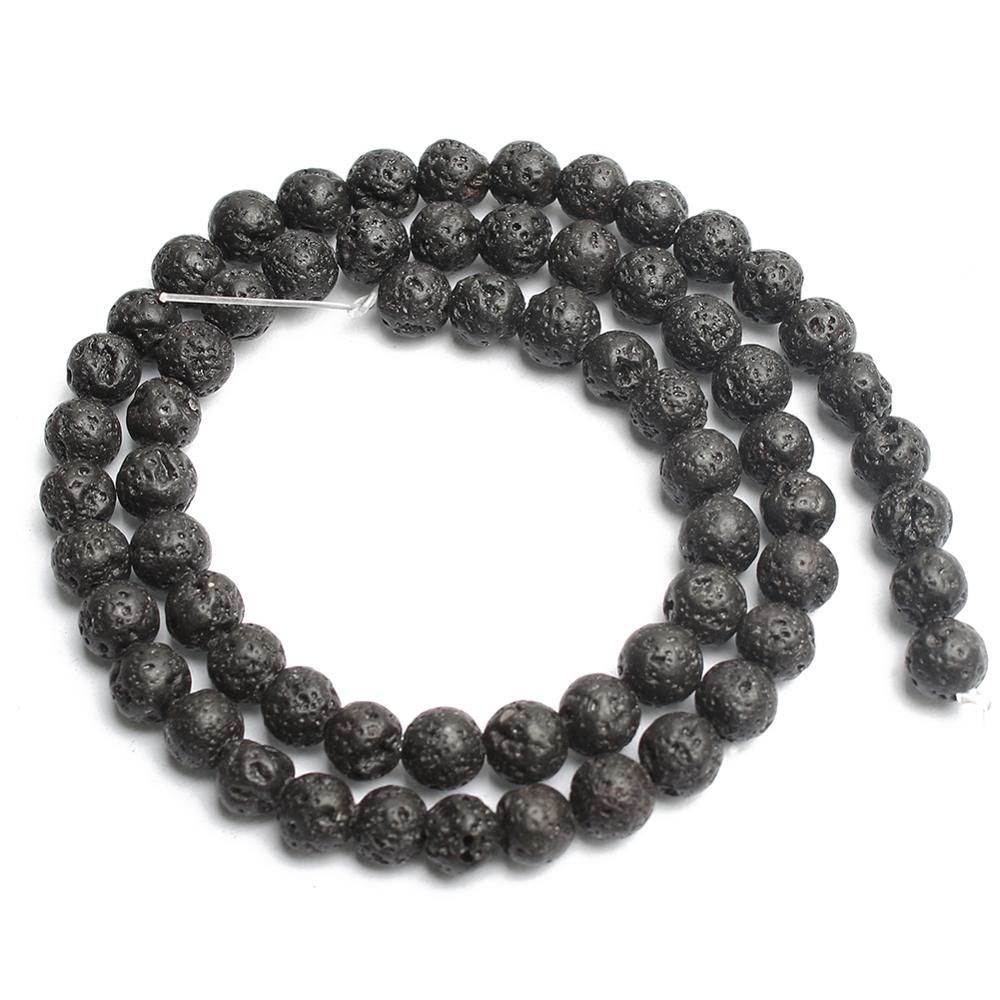 Wholesale 4-14mm Natural Black Volcanic Lava Stone Round Beads 15" Pick Size For Jewelry Making Diy Bracelet