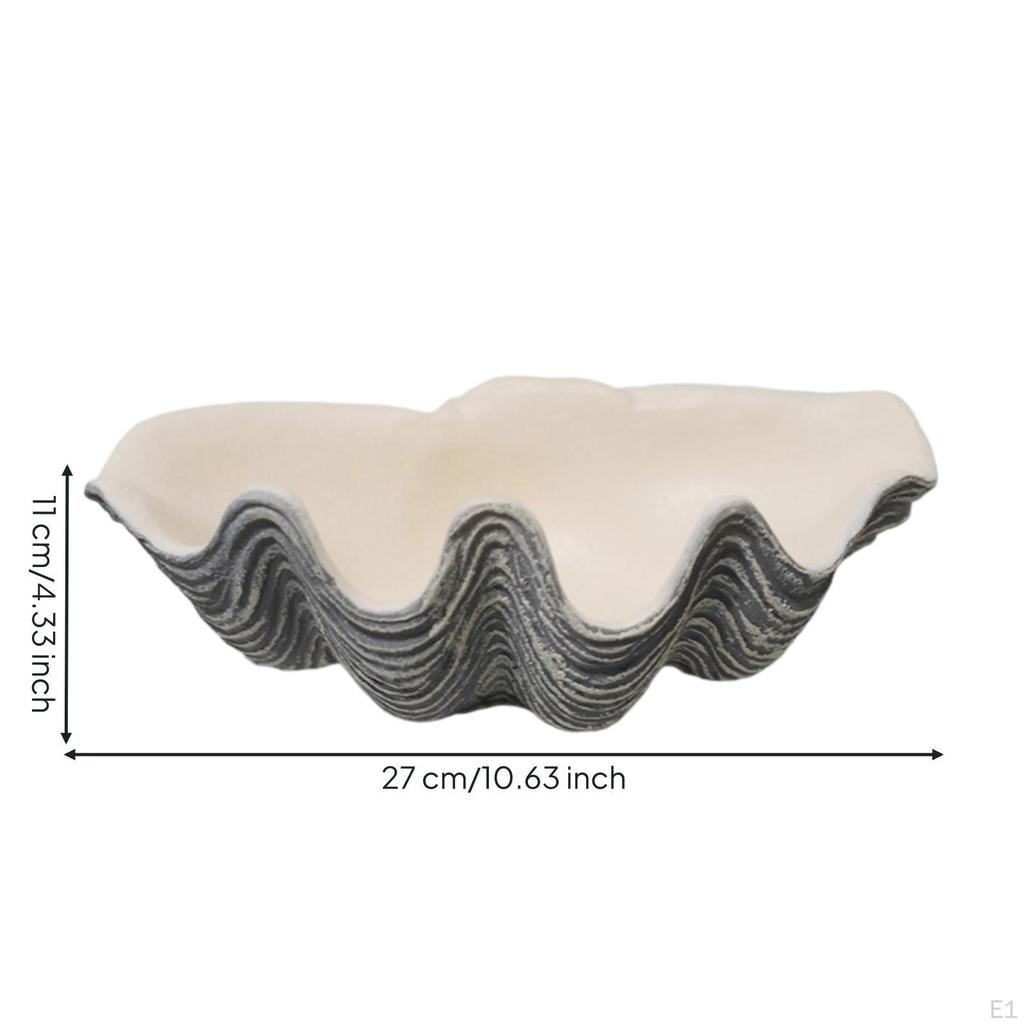 Clam Shell Bowl Coastal Resin Tray with Wavy Rim SeaThemed for Coffee Table, Entryway,