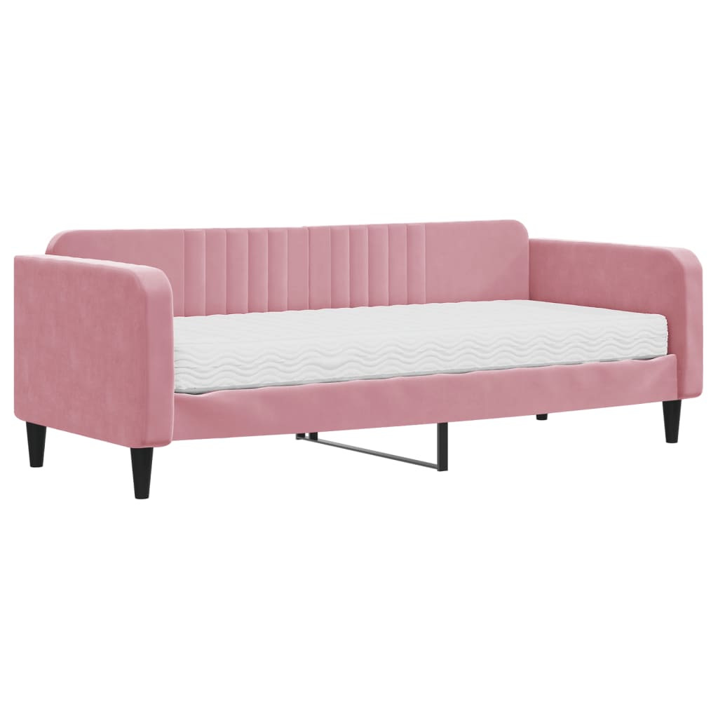Daybed with Mattress Pink 90x200 cm Velvet