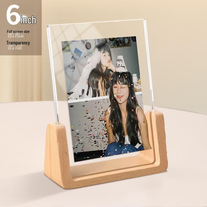 Solid Wood U-Shaped Acrylic Desktop Photo Frame
