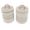 Isolierte Lunchbox aus Edelstahl mit Thermotasche Rund Versiegelt Beige Weiß Isolierte Bento-Box