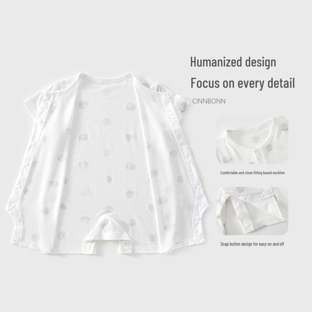 Youkesi Summer Short Sleeve Baby Romper for Boys and Girls - Breathable, No-Bone Pajamas