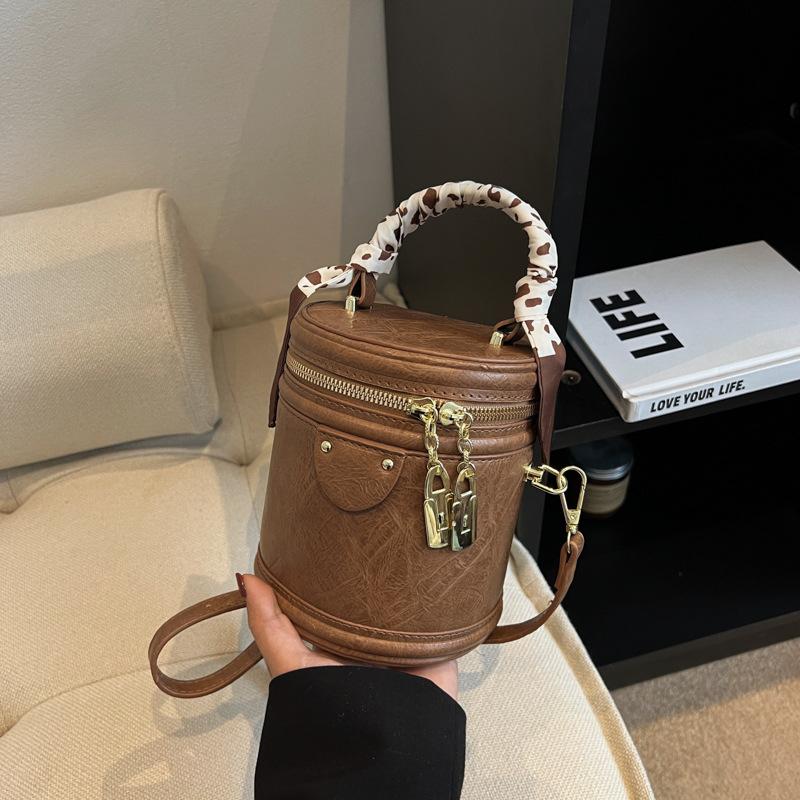 

Сумка-ведро Fortune, ретро-модная сумка-цилиндр, новая трендовая универсальная модная портативная на плечо/мессенджер коричневый