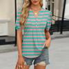 Womens Tops Puff Short Sleeve Shirts Casual V-Neck Summer Tops Button Down Pleated T-Shirts Loose Fit Tunic Blouses