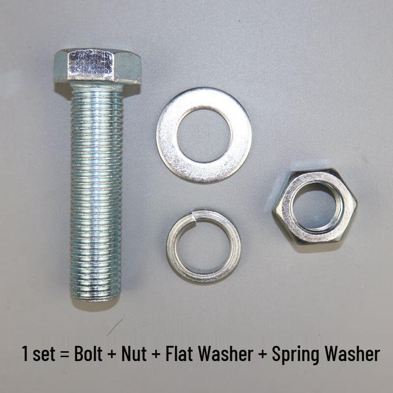 Class 4.8 Zinc Plated Carbon Steel Hex Bolt & Nut Set with Washers