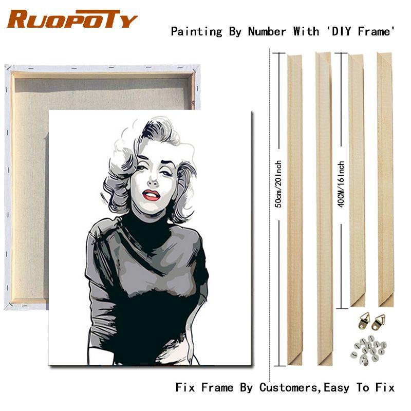 RUOPOTY Modern Women Painting By Numbers Kits For Adults Hand Painted Figure Picture Canvas Painting For Home Decoration 40x50cm